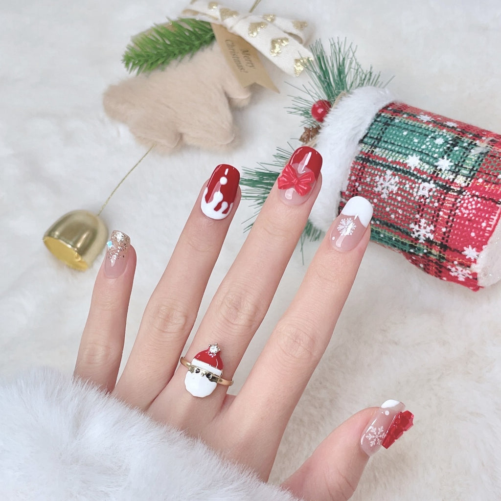 Crimson Prelude | X26 Christmas Collection Handmade Press-On Nails 3D Design