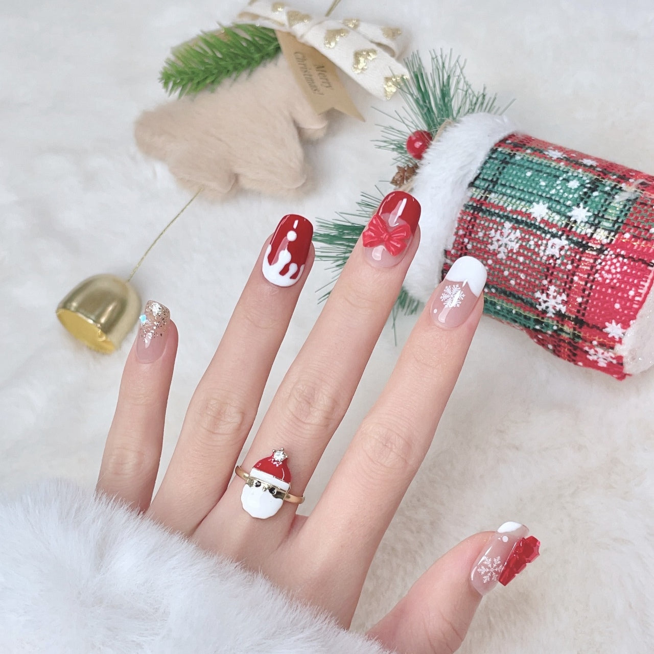 Crimson Prelude | X26 Christmas Collection Handmade Press-On Nails 3D Design